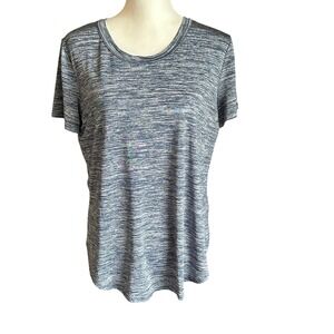 Athleta T-Shirt Women's Medium‎ Blue Heather Utopia Mesh Back Split Side Tee